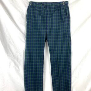 Vintage Island Club Mens Golf Pants 37 X 31 Adjustable Waist Blue Green Plaid